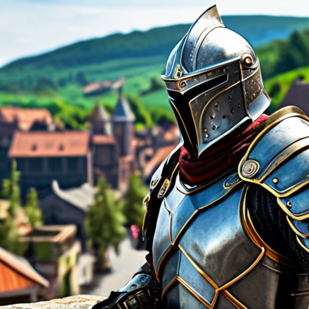 히트2 무과금 유저 생존법 - A determined character in modest fantasy armor, diligently completing daily quests near a bustling t...