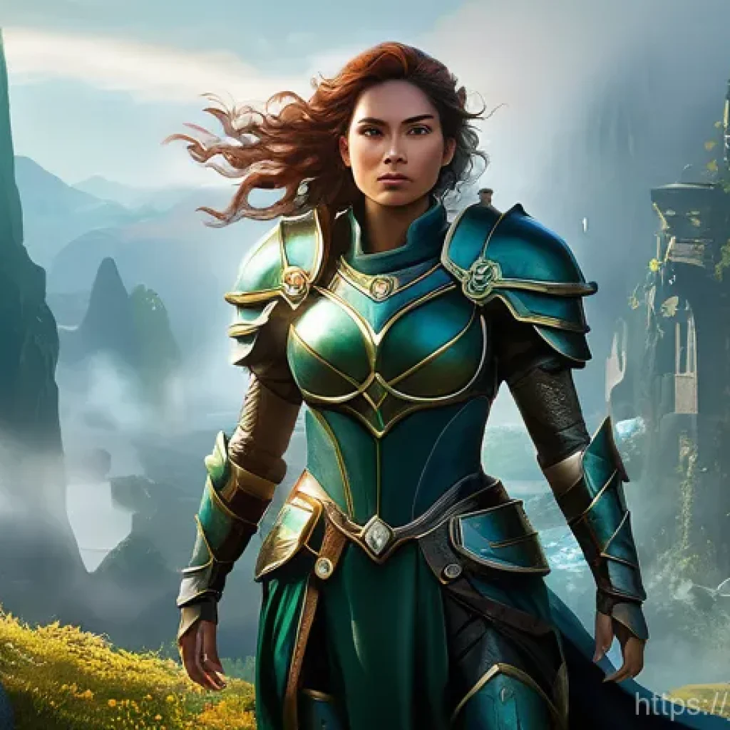 히트2 계급별 특전 분석 - **Prompt:** A dynamic full-body shot of a powerful, seasoned female fantasy adventurer, in her late ...