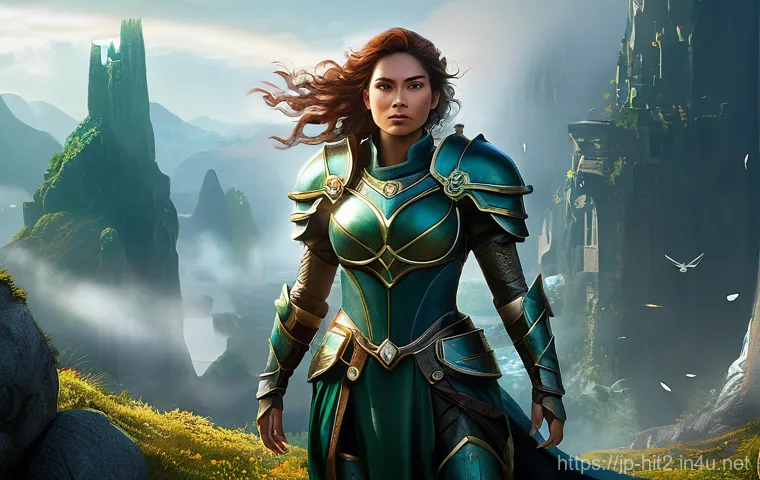 히트2 계급별 특전 분석 - **Prompt:** A dynamic full-body shot of a powerful, seasoned female fantasy adventurer, in her late ...