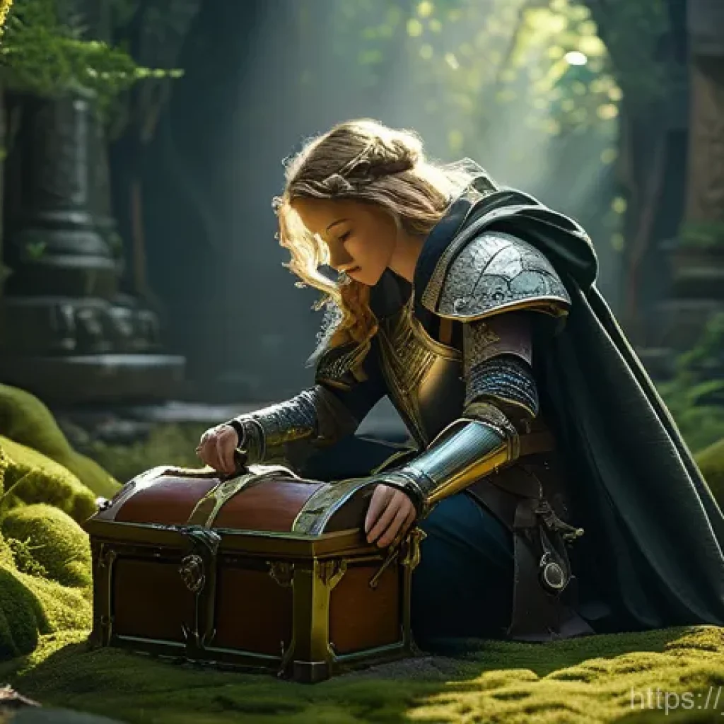 히트2 보물 찾기 이벤트 - **Prompt: The Thrill of Discovery**
"A lone female adventurer, dressed in practical yet stylish ...