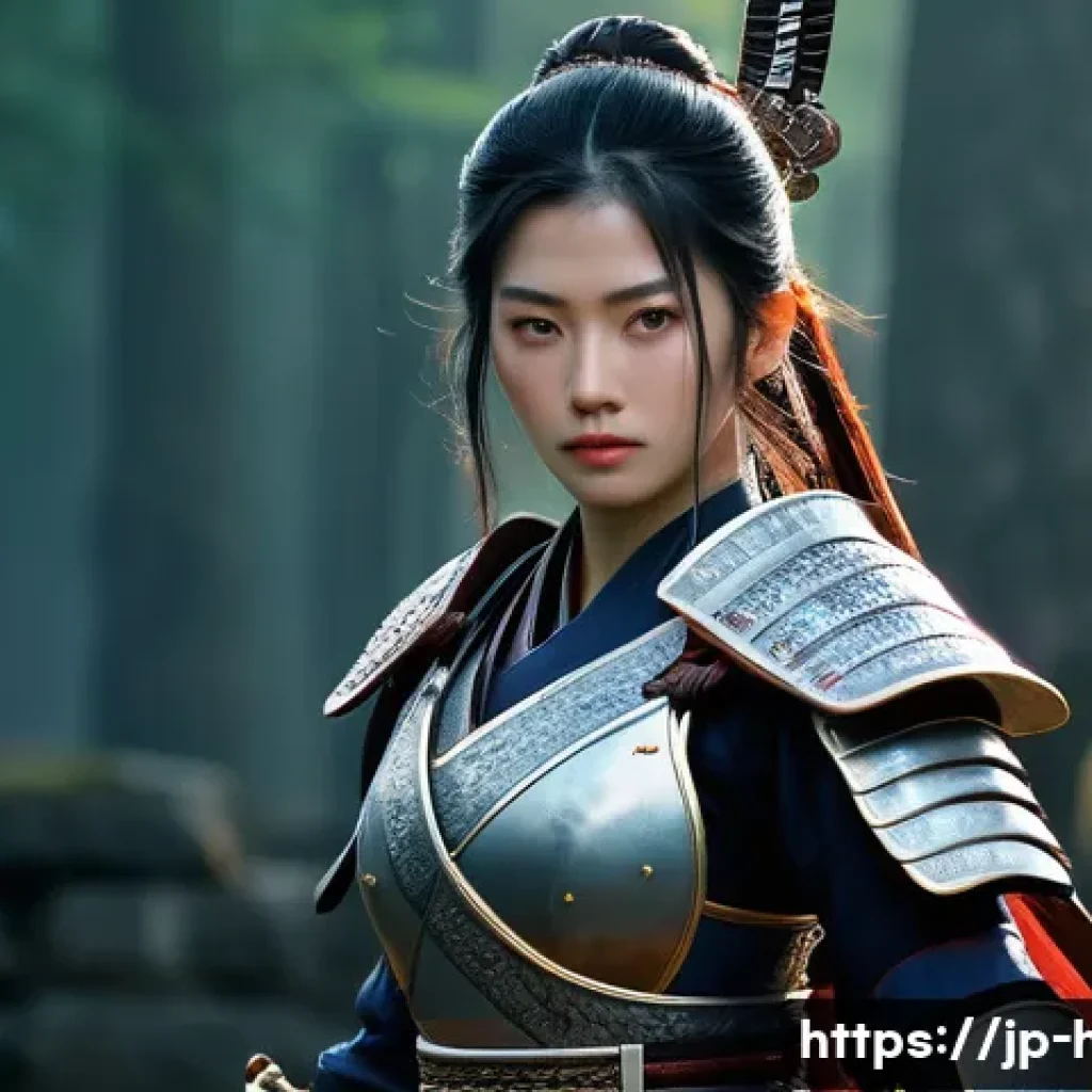 히트2 글로벌 서버 정보 - **A graceful female warrior of the "Mitsurugi (御剣)" class, wearing ornate, functional fantasy armor ...